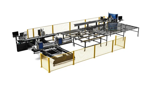 Línea automática de soldadura y limpieza de perfiles de PVC